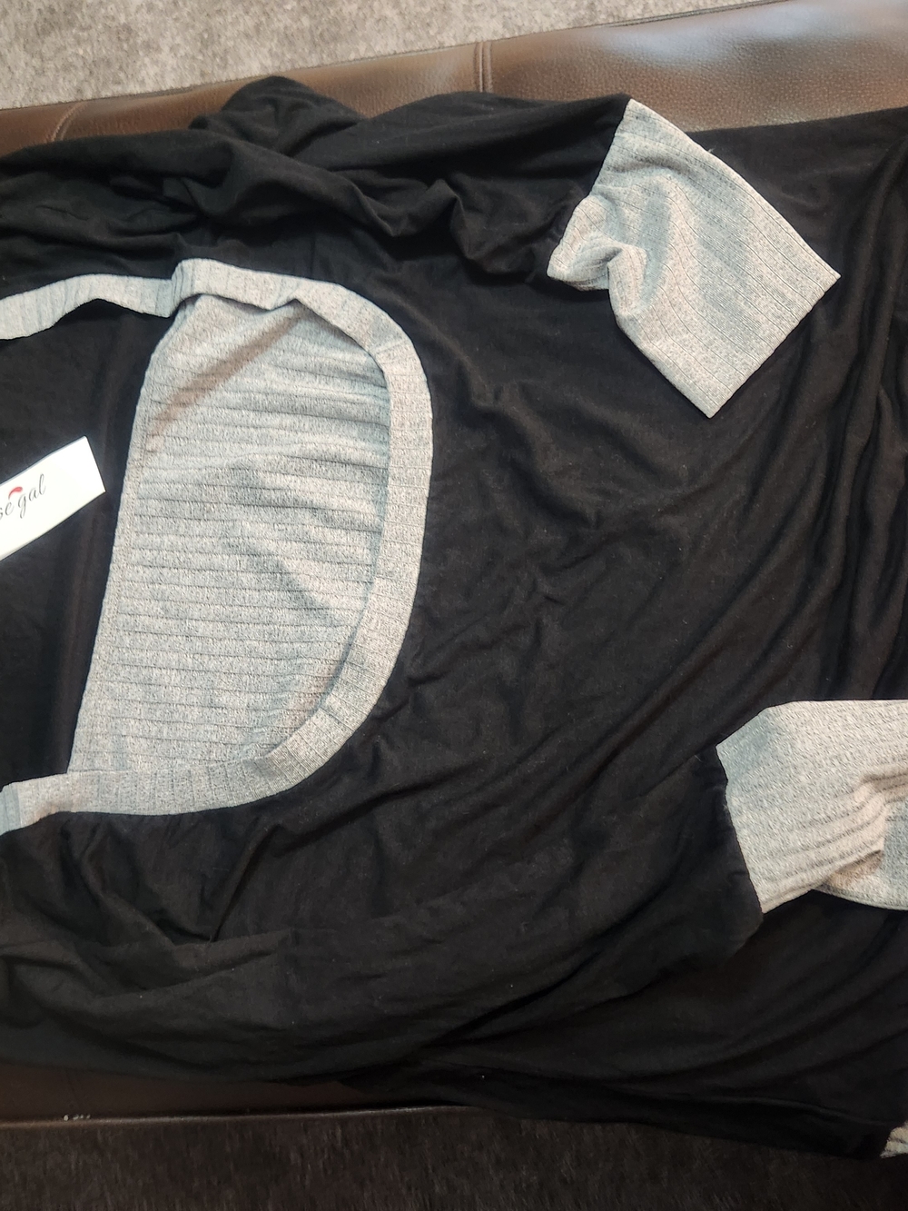 Rosegal Black Short Sleeve Tee with Light Gray Trim 5xl